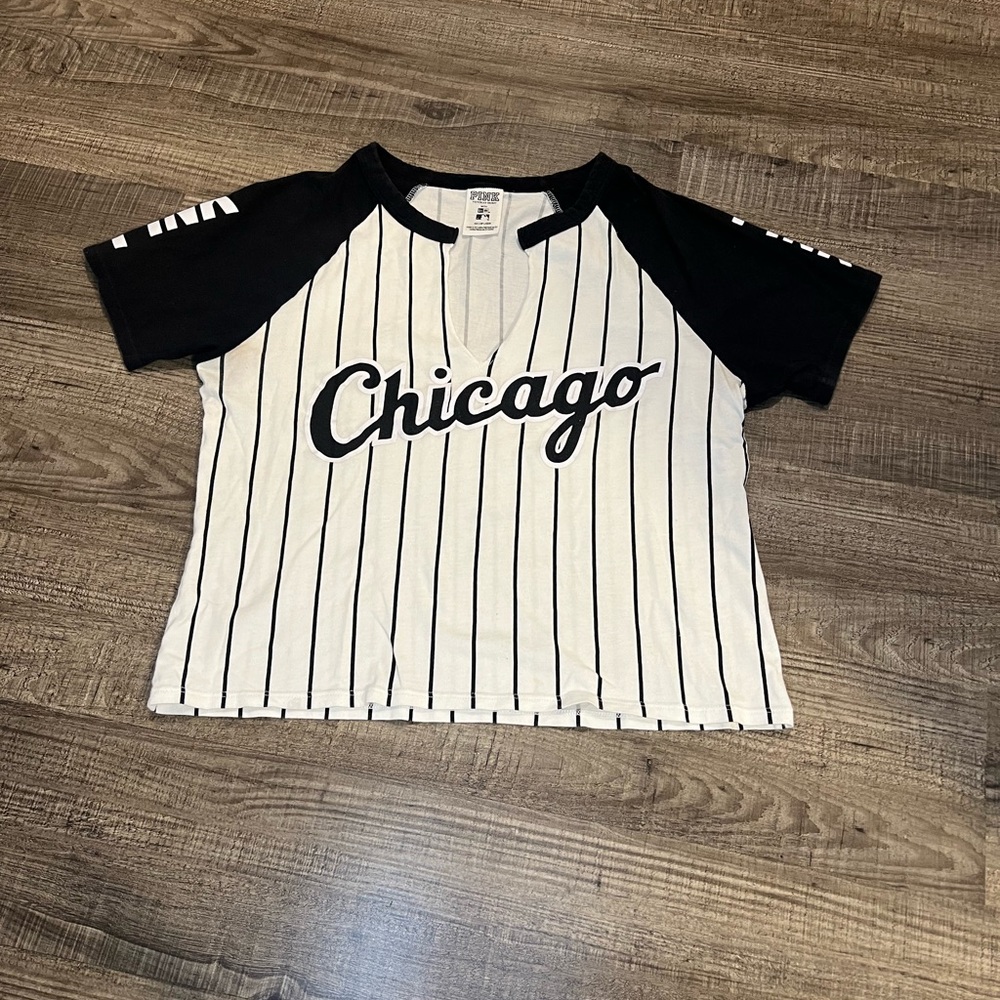 PINK Victoria's Secret Black and White Striped Tee
